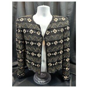 *Vintage* Papell Boutique Evening 100% Silk Beaded M